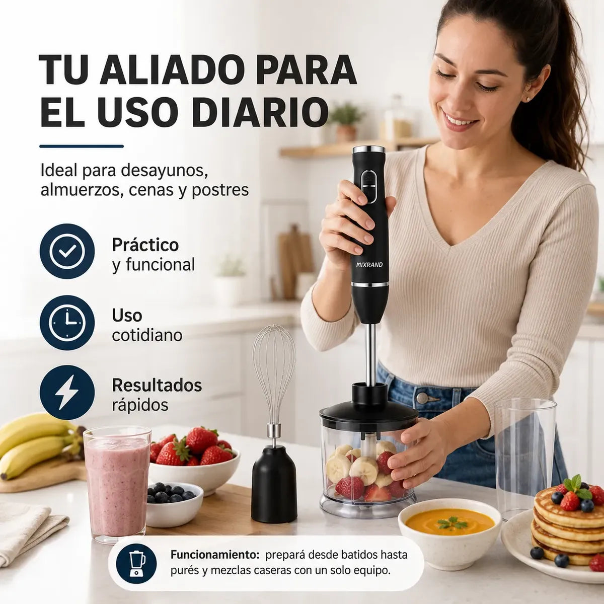 Licuadora de Mano 4 en 1 800W