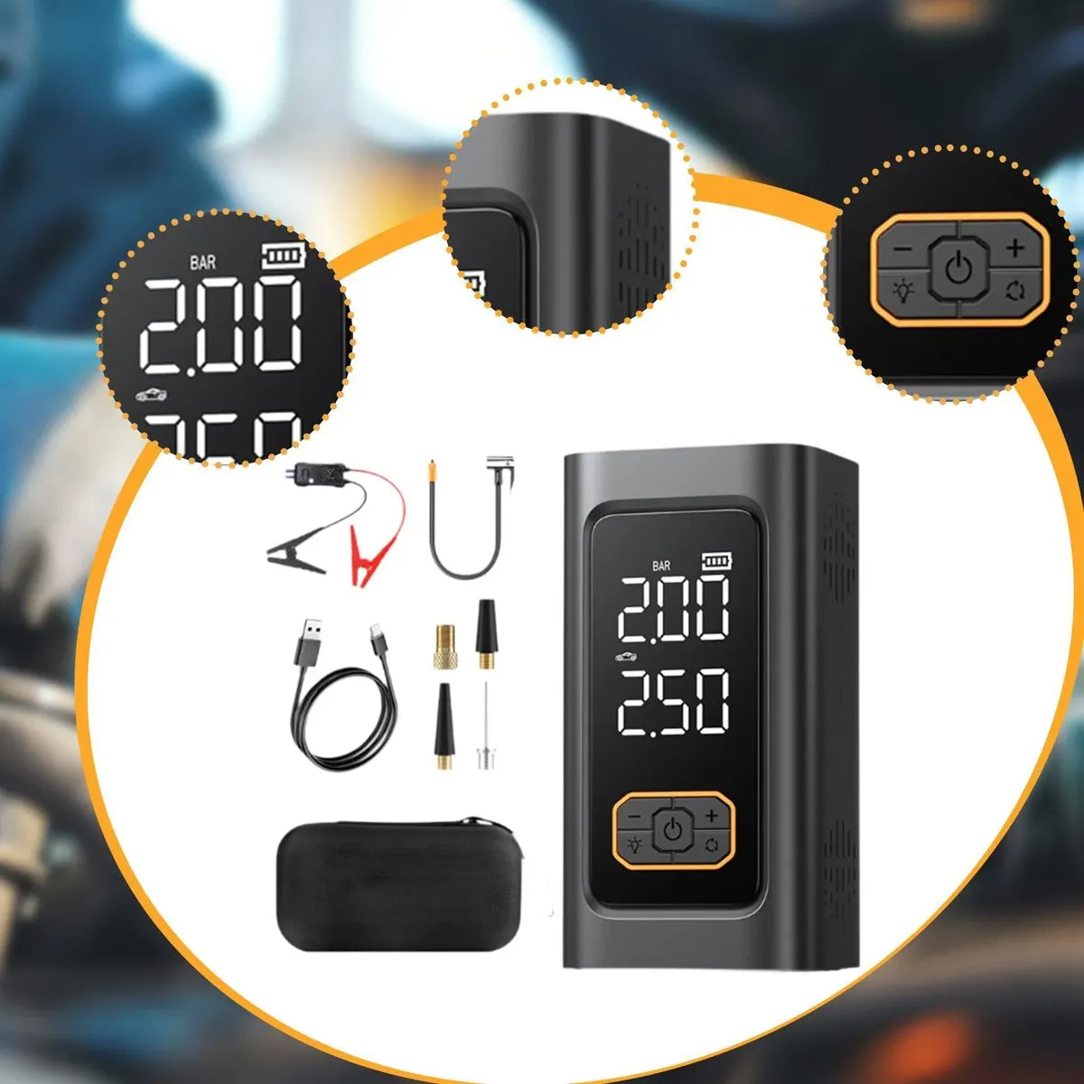 Arrancador de Auto con Compresor Portátil
