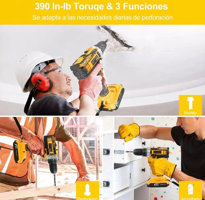 Taladro Inalámbrico 21V con Doble Batería y Maletín