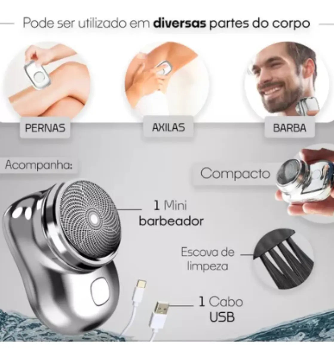 Máquina de Afeitar Portátil USB