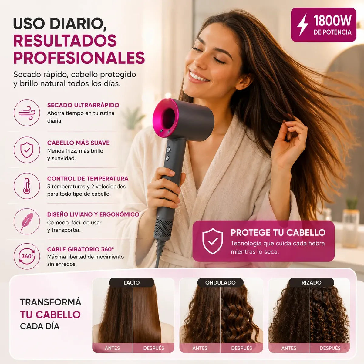 Secador de Pelo Lambo Tech 1600W