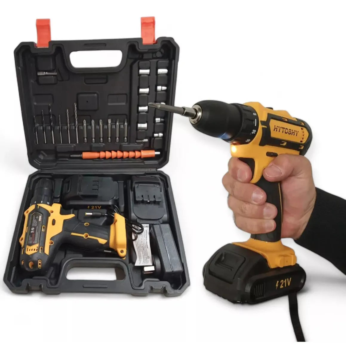 Taladro Inalámbrico 21V con Doble Batería y Maletín