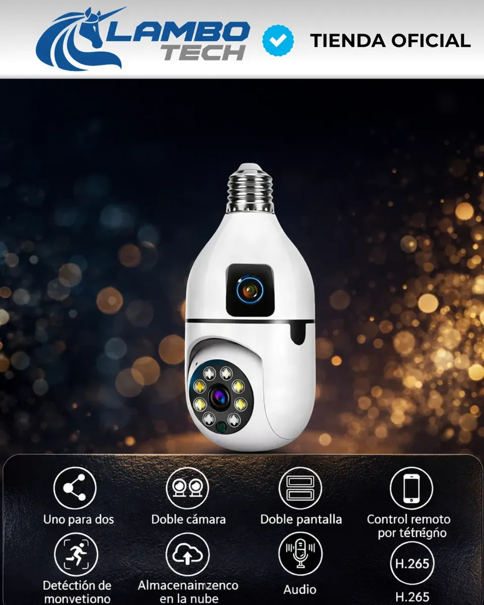 Cámara Foco Doble Lente WiFi 360°