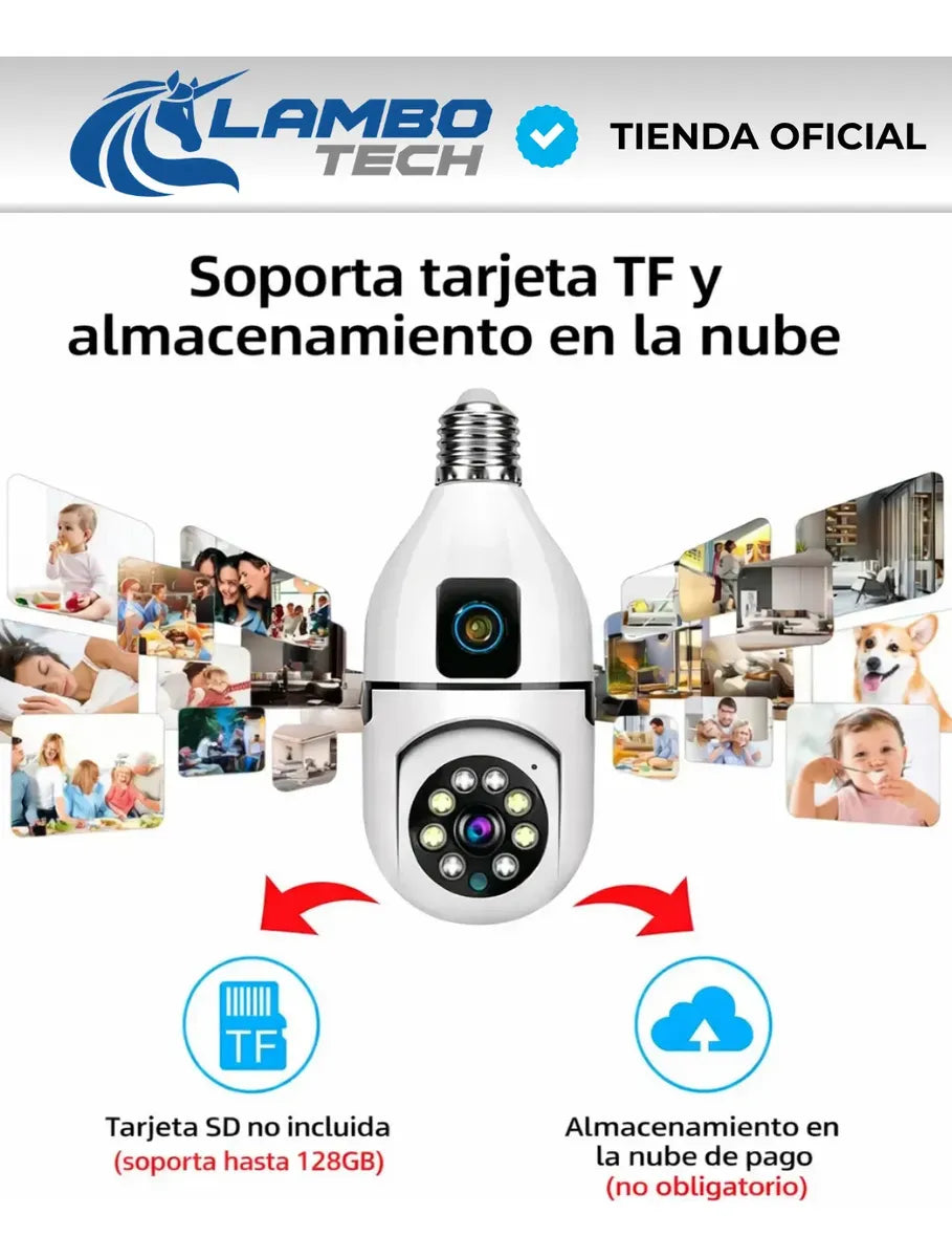 Cámara Foco Doble Lente WiFi 360°