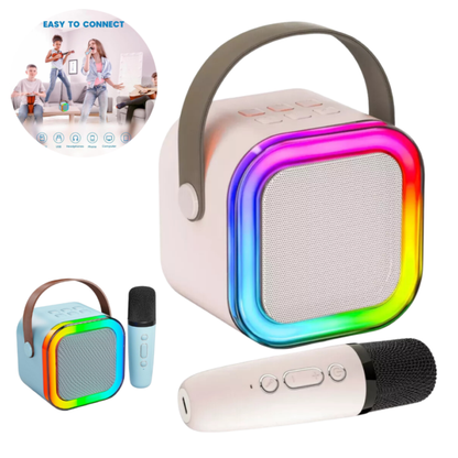 Karaoke Portátil con Parlante Bluetooth y Luces RGB