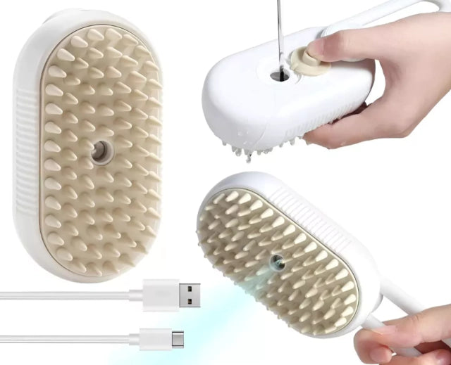 Cepillo a Vapor Masajeador USB para Mascotas